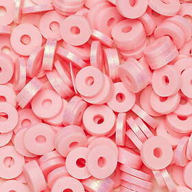 Glitter Heishi-pärlor Ø6 mm, rosa med skimrande på kanten