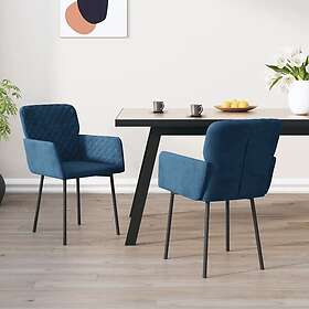 vidaXL Matstolar 2 st blå sammet 344778