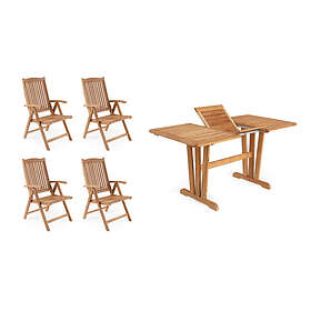 Brafab Veronica & Cornelia matgrupp Teak 4 positionsstolar & bord 185x90 cm