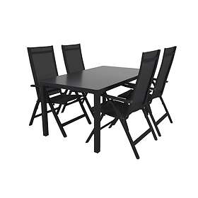 Brafab Rana matgrupp Svart/grå 4 positionsstolar & bord 150x90 cm