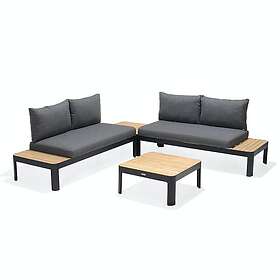 Lifestylegarden Loungegrupp Portals 4-sits med 2 bord x coffee table 2-seater sofa black 43118