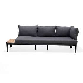 Lifestylegarden Loungesoffa PORTALS Dark 3-sits 3-seater sofa teak seat cushions black ALU 41349