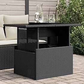 vidaXL Trädgårdsbord med glasskiva svart 100x55x73 cm konstrotting 365970