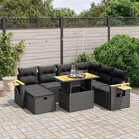vidaXL Loungegrupp för trädgården med dynor 8 delar svart konstrotting 3276156