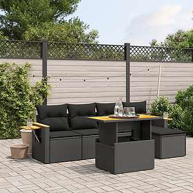 vidaXL Loungegrupp med dynor 6 delar svart konstrotting 3273491