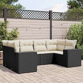 vidaXL Loungegrupp med dynor 6 delar svart konstrotting 3255313