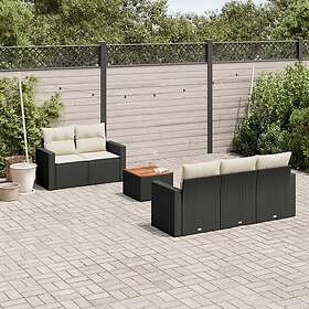 vidaXL Loungegrupp med dynor 6 delar svart konstrotting 3256336