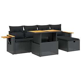 vidaXL Loungegrupp med dynor 6 delar svart konstrotting 3276135