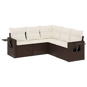 vidaXL Loungegrupp för trädgården med dynor 5 delar brun konstrotting 3220152