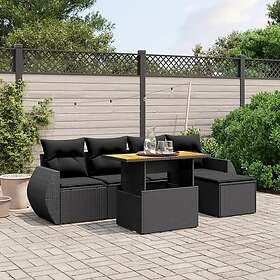 vidaXL Loungegrupp med dynor 6 delar svart konstrotting 3275806