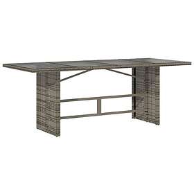 vidaXL Trädgårdsbord med glasskiva grå 190x80x74 cm konstrotting 365306