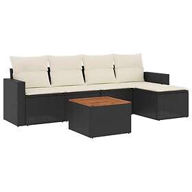 vidaXL Loungegrupp med dynor 6 delar svart konstrotting 3256427