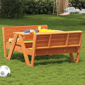 vidaXL Picknickbord för barn vaxad brun 88x122x58 cm massiv furu 844657