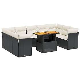 vidaXL Loungegrupp 10 delar med svarta dynor konstrotting 3270993
