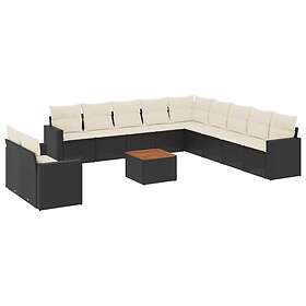 vidaXL Loungegrupp med dynor 12 delar svart konstrotting 3256532