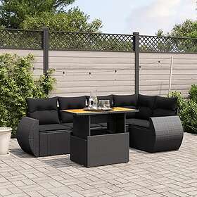 vidaXL Loungegrupp med dynor 6 delar svart konstrotting 3272182