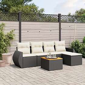 vidaXL Loungegrupp med dynor 6 delar svart konstrotting 3257309