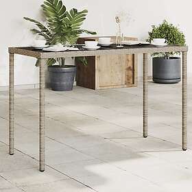 vidaXL Trädgårdsbord med glasskiva grå 115x54x74 cm konstrotting 365073