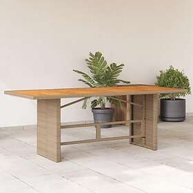 vidaXL Trädgårdsbord med akaciaträ beige 190x80x74 cm konstrotting 365311