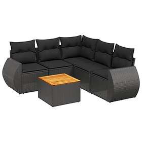 vidaXL Loungegrupp med dynor 6 delar svart konstrotting 3257329