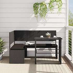 vidaXL Trädgårdssoffa med bord och dynor L-formad svart konstrotting 362347