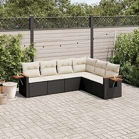 vidaXL Loungegrupp med dynor 6 delar svart konstrotting 3259242