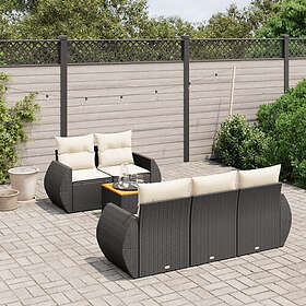 vidaXL Loungegrupp med dynor 6 delar svart konstrotting 3257218