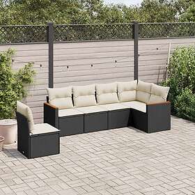 vidaXL Loungegrupp med dynor 6 delar svart konstrotting 3258416