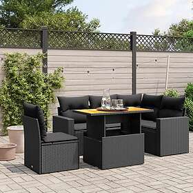 vidaXL Loungegrupp med dynor 6 delar svart konstrotting 3271314
