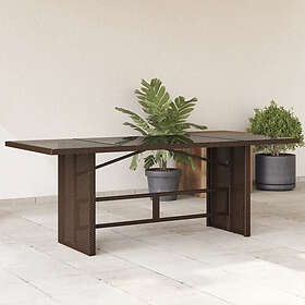 vidaXL Trädgårdsbord med glasskiva brun 190x80x74 cm konstrotting 365305