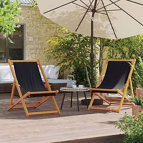 vidaXL Hopfällbara strandstolar 2 st svart tyg 3214497