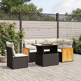 vidaXL Loungegrupp med dynor 6 delar svart konstrotting 3273961