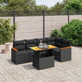 vidaXL Loungegrupp med dynor 6 delar svart konstrotting 3273064