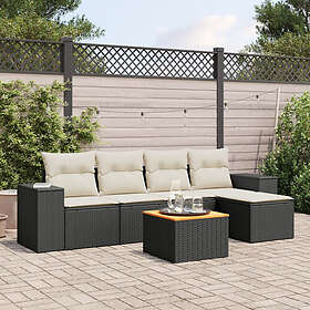 vidaXL Loungegrupp med dynor 6 delar svart konstrotting 3257750