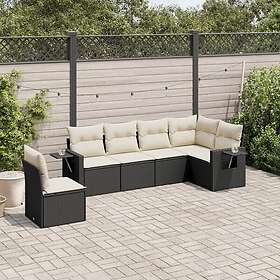 vidaXL Loungegrupp med dynor 6 delar svart konstrotting 3252563