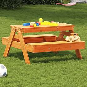 vidaXL Picknickbord för barn vaxad brun 88x97x52 cm massiv furu 844656