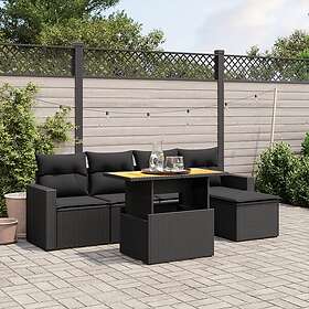 vidaXL Loungegrupp med dynor 6 delar svart konstrotting 3271286