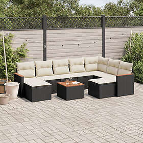 vidaXL Loungegrupp 10 delar med svarta dynor konstrotting 3258948