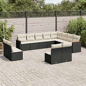 vidaXL Loungegrupp med dynor 12 delar svart konstrotting 3258871