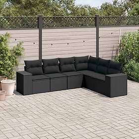 vidaXL Loungegrupp med dynor 6 delar svart konstrotting 3254942