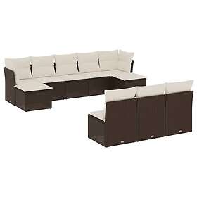 vidaXL Loungegrupp 10 delar med brun dynor konstrotting 3218293
