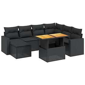 vidaXL Loungegrupp för trädgården med dynor 8 delar svart konstrotting 3275603