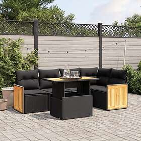 vidaXL Loungegrupp med dynor 6 delar svart konstrotting 3273946