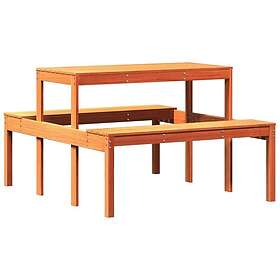 vidaXL Picknickbord vaxad brun 110x134x75 cm massivt trä 844647