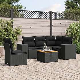 vidaXL Loungegrupp med dynor 6 delar svart konstrotting 3257777