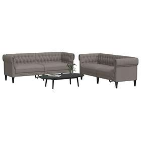 vidaXL Soffgrupp 2 delar taupe tyg 3209205