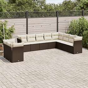 vidaXL Loungegrupp 10 delar med brun dynor konstrotting 3249702