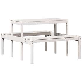 vidaXL Picknickbord vit 110x134x75 cm massivt trä 832558