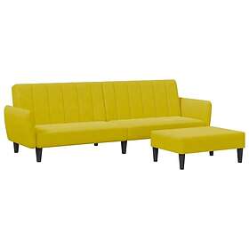 vidaXL Bäddsoffa 2-sits med fotpall gul sammet 3216254