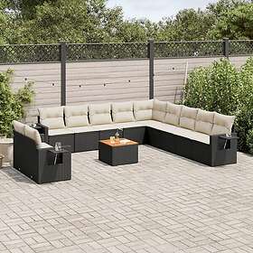 vidaXL Loungegrupp med dynor 12 delar svart konstrotting 3256973
